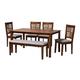 Baxton Studio Deanna Grey Fabric and Walnut Brown Wood 6-Piece Dining Set