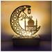 Crafts Night Light Handmade 3D Wooden Moon Star LED Lights Decor Ramadan Mubarak Lamp Decorations Home Party Bedroom Eid Ornaments Gift for Muslims Ramadan Gift Islamic Wall Table Decor