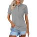 Kddylitq Golf Polo Shirts for Women Summer Quick Dry Short Sleeve Button Down Shirt Lightweight Dressy Casual Work Tops 2024 Dark Gray M