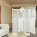 Fionafurn 4 Panel half-Cutout Room Divider Foldable Privacy Screens Wooden Room Partition White