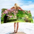 Garden Flower Quick Dry Large Beach Towel Super Absorbent and Sand Free Pool Towel Microfiber Portable Sports/Camping Towel