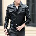 MRULIC Jackets for men Men Winter Leather Jacket Biker Motorcycle Zipper Long Sleeve Coat Top BlousesMen s Casual Jackets Black + L