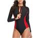 Otvok Womens Wetsuit One Piece Shorty Wetsuit Eco Friendly Thermal Long Sleeve Front Zipper Diving Suit XXL Red