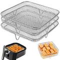 Dsseng Air Fryer Racks Three Layer Stackable Dehydrator Racks Stainless Steel Air Fryer Basket Tray Air Fryer Accessories Fit for 5.8QT COSORI Air Fryer 6QT Instant Vortex Air Fryers