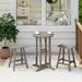 Costaelm Paradise Counter Height Bar Stools Outdoor Bistro Patio Bar Table Set Weathered Wood