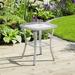 Patio Wicker Side Table Outdoor PE Rattan End Table with 5mm Tempered Glass Top and 2-Tier Storage Shelf 20 Square Coffee Table for Deck Porch Garden Backyard-Light Grey