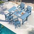 SERWALL 5 PC Outdoor Patio Furniture Set Patio Dining Sets 4 Chairs and 1 Table Navy Blue