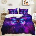 Butterfly Bedding Set Butterfly Duvet Cover Set Twin Full Queen King Size Blue Purple Butterflies Printed Comforter Cover Set for Girls Kids Teens 1 Quilt Cover 2 Pillowcases 3 Piece