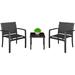 3 Pieces Patio Furniture Set Outdoor Patio Conversation Textilene Bistro Set Modern Porch Lawn Chairs with Coffee Table for Home and Balcony (Black)