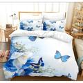 Butterfly Bedding Set Butterfly Duvet Cover Set Twin Full Queen King Size Blue Purple Butterflies Printed Comforter Cover Set for Girls Kids Teens 1 Quilt Cover 2 Pillowcases 3 Piece