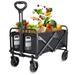 Collapsible Wagons Carts Foldable Heavy Duty Sports Folding Wagon Cart with Wheels Large Capacity Portable Utility Grocery Wagon for Shopping Beach Camping Garden