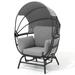 Crestlive Products Indoor Patio Rocking Wicker Egg Chair with Cushion and Pillow Gray