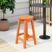 Costaelm Paradise 24 HDPE Round Outdoor Patio Counter Height Bar Stool Orange