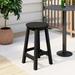 Costaelm Paradise 24 HDPE Round Outdoor Patio Counter Height Bar Stool Black