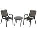 3-Piece Patio Bistro Dining Set 2 Stackable Patio Dining Chairs and Glass Table Outdoor Patio Furniture Set for Balcony Yard Porch Black