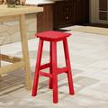 Costaelm Paradise 29 Outdoor Patio HDPE Square Backless Bar Stool Red