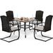 Perfect VALLEY Patio Dining Set 5 PCS Outdoor Dining Sets Wicker Patio Chairs with Cushion 37\u201Dx37\u201Dx28\u201DSquare Table with 1.57 Umbrella Hole for Outdoor Kitchen Lawn Gar