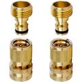 Garden Hose Quick Connect Solid Brass Branch Quick Connector Faucet Tap Adapter Water Hose Connectors 3/4 Inch (2 Sets)