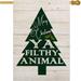 HGUAN Christmas Green Tree Garden Flag Vertical Double Sided Merry Christmas Ya Filthy Animal Rustic Wood Quotes Berry Holly Xmas Farmhouse Outdoor Decoration Yard Flag