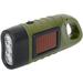 Solar and Hand Crank Charging LED Flashlight Outdoor Emergency Light Portable Camping Lamps with Snap Hook for Hanging Green and Black