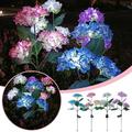 2 Pack 3 Head Hydrangea Solar Garden Stake Lights Outdoor Waterproof Solar Powered Decorative Lights for Patio Courtyard Garden Lawn (Purple)