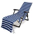 Aufmer Stripe Beach Chair Cover Pool Lounge Chaise Towel Sun Lounger Cover Chaise Lounge Towel Cover with Side Storage Pockets for Pool Sun Lounger Hotel Vacationâœ¿Latest upgrade
