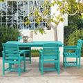 SERWALL 5 PC Outdoor Patio Furniture Set Patio Dining Sets 4 Chairs and 1 Table Turquoise