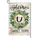 Monogram Letter S Garden Flag 12.5 x 18 Inch Vertical Double Sided Floral Home Sweet Home Flag for Yard Spring Summer Burlap Family Last Name Initial Outside Decoration