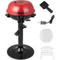 Portable Electric Grill with Warming Tray 1600W Heating Element Adjustable Temperature Control & Removable Grease Tray Sturdy Stand Indoor & Outdoor BBQ Grill for Patio & Backyard (Red)