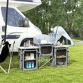 CREHNIL Camping Portable Island Platform Outdoor organization and storage of cabinet cabinets