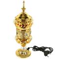 Middle Eastern Festival Plug-in Metal Small Incense Burner Sandalwood Charcoal Indoor Household Electric Decorative Ornament Home Aromatic Bedrooms Iron