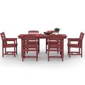 SERWALL 7 PC Outdoor Patio Furniture Set Patio Dining Sets 6 Chairs and 1 Table Red