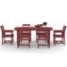 SERWALL 7 PC Outdoor Patio Furniture Set Patio Dining Sets 6 Chairs and 1 Table Red