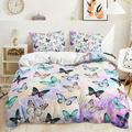 Butterfly Bedding Set Butterfly Duvet Cover Set Twin Full Queen King Size Blue Purple Butterflies Printed Comforter Cover Set for Girls Kids Teens 1 Quilt Cover 2 Pillowcases 3 Piece