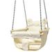Canvas and Wooden Baby Hanging Swing Seat Chair Indoor Outdoor Hammock Backyard Outside Kids Toys Swings 6-36 Months with Lace DÃ©cor Cushion Natural Ring Beige