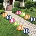 Big Dot of Happiness 40th Birthday - Cheerful Happy Birthday - Lawn Decorations - Outdoor Colorful Fortieth Birthday Party Yard Decorations - 10 Piece