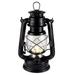 Vintage LED Hurricane Lantern Warm White Battery Operated Lantern Antique Metal Hanging Lantern with Dimmer Switch 15 LEDs 150 Lumen for Indoor or Outdoor Usage (Black)