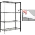 NLIBOOMLife 4- Shelving Unit with Liners Set of 4 Adjustable Metal Wire Shelves 150lbs Loading Capacity Per Shelving Units and for Kitchen and Garage (30W x 14D x 47H) Black