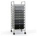 10-Tier Drawer Rolling Storage Cart Tools Scrapbook Paper Organizer Trolley with 360Â° Rotating Wheels and PP Drawers Sturdy Metal Frame Unity Storage Cart for Home School Office (Grey)