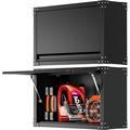 Metal Wall Cabinet Wall Cabinets with Doors and Adjustable Shelves 31 W x 20 H Wall Mounted Storage Cabinet for Garage Warehouse Bathroom Kitchen Black