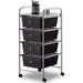 4 Drawers Cart Storage Bin Organizer Rolling Storage Cart Metal Frame Plastic Drawers Flexible Wheels Home Office Scrapbook Supply & Paper Shelf