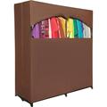 HOLDNâ€™ STORAGE Portable Wardrobe Closet Large - Heavy Duty Metal Hanging Rod with Brown Cover- 50 Lb. Weight Capacity