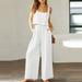 Teissuly Women s 2-piece Casual Suit Linen Shorts Sleeveless Top Vest Sleeveless Crewneck Top/Shirt Suit