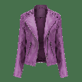 Clearance Clothes Under $5.00 ! BVnarty Women s Jacket Coat Zipper Motorcycle Leather Short Coat Winter Fashion Top Lightweight Plus Size Solid Color Shacket Jacket Casual Lapel Long Sleeve Purple S