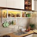 Wall Mounted Cabinet Kitchen Organizer Cabinet with 5x Hooks &Hanging Board