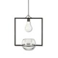 Gerson Black Metal Rectangle Lamp with Plastic Edison Bulb and Glass Accent 9ft Lead Wire and UL Adapter