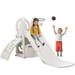 4 In 1 Climber and Slide Set for Kids Freestanding Climber Slide Playset with Basketball Hoop Play Combination for Babies Toddlers Indoor & Outdoor Easy Setup Gray