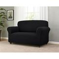 Stretch Checkerboard Loveseat Slipcover Black