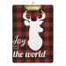 ALAZA Reindeer Christmas Red Buffalo Plaid Clipboards for Kids Student Women Men Letter Size Plastic Low Profile Clip 9 x 12.5 in Silver Clip