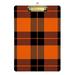 ALAZA Halloween Tartan Orange Buffalo Plaid Clipboards for Kids Student Women Men Letter Size Plastic Low Profile Clip 9 x 12.5 in Silver Clip